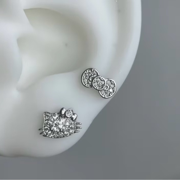 Hello Kitty Pink and Silver Stud Earrings - Picture 5 of 6